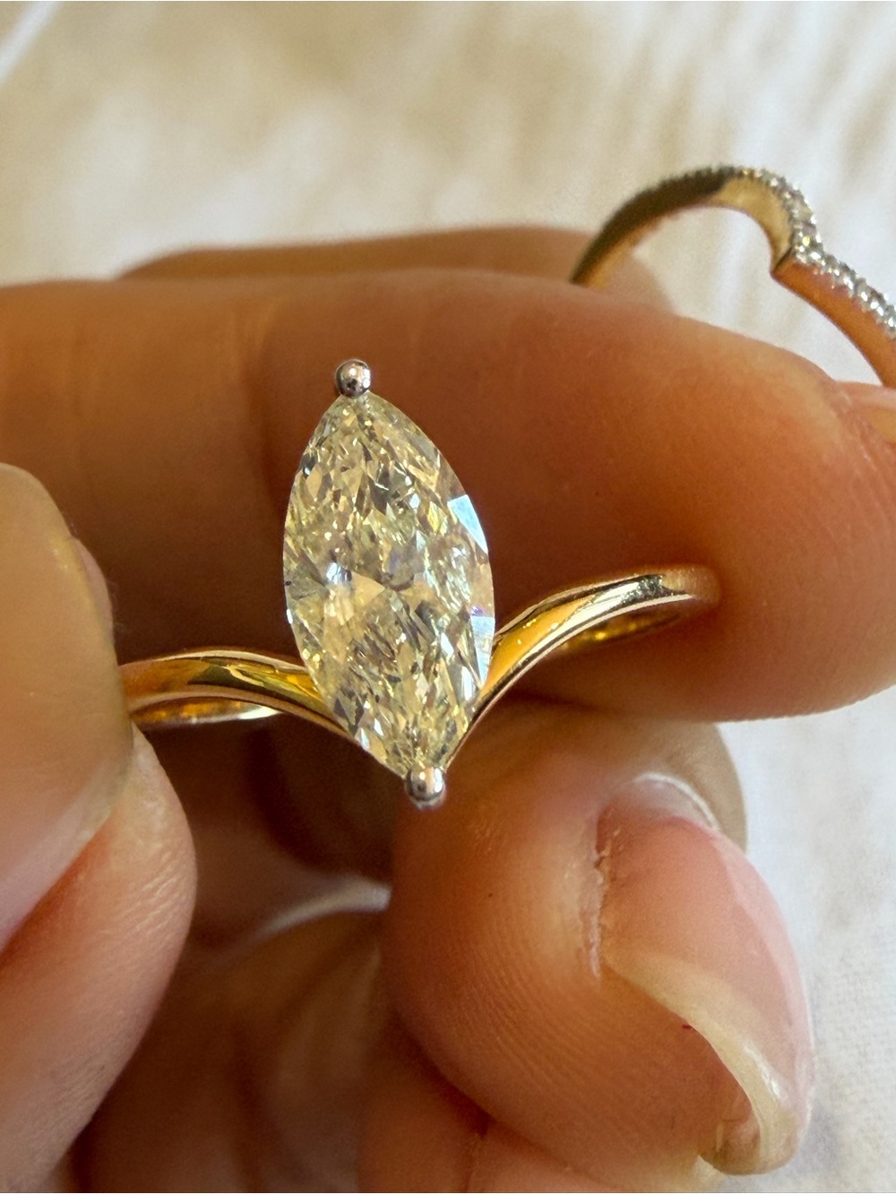 NEW 14K Yellow Gold 1.22 CTW Natural Diamond Marquise Ring Size 7 Certified